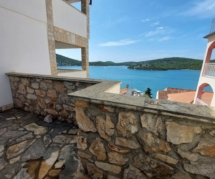 Terrace in front of apartment A3002 offered for sale in Croatia.