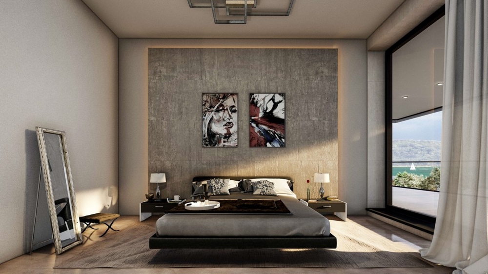 Clean design in the bedroom of the property.