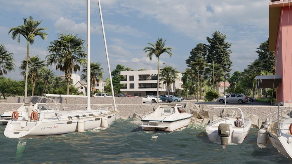 Visualization of the finished apartment A3160 in Tribunj, Croatia - harbor view included.
