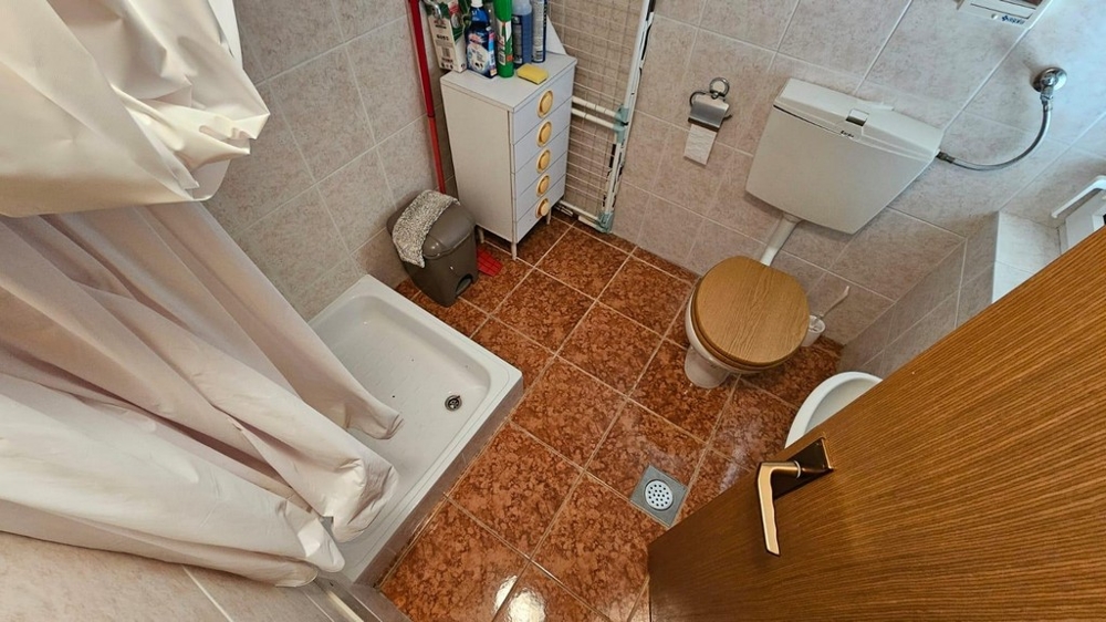 Toilet and shower in a bathroom of a property in Croatia