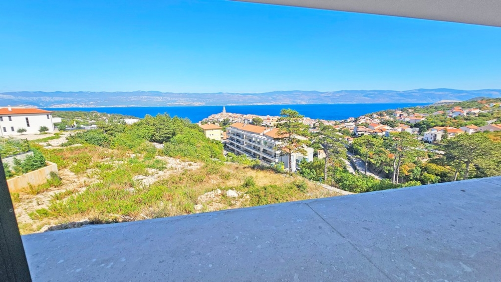 Sea view from the terrace over Vrbnik to the Kvarner Bay - apartment A3479 on the island of Krk