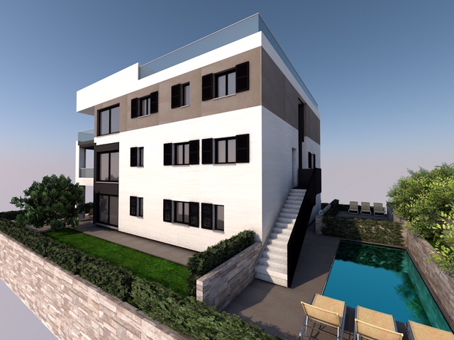 Modern new build apartments with sea views and swimming pool to buy.