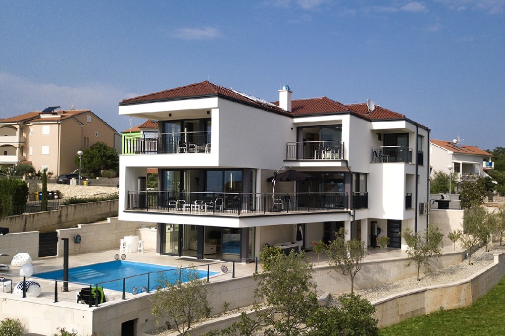 Modern villas on the island of Krk in Croatia.