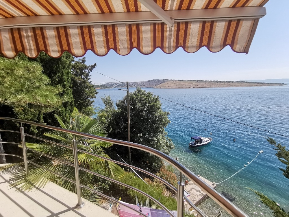 Terrace of the property H1187 on the sea in Croatia in the town Kraljevica for sale.