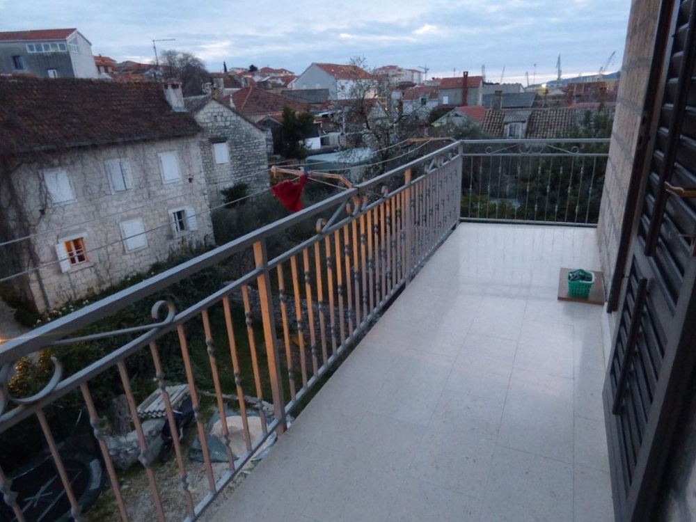 Terrace with a view of the roofs of Trogir, Dalmatia.