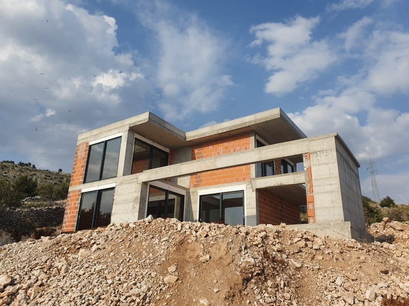 Modern villa currently under construction - real estate in Croatia, panorama scouting.