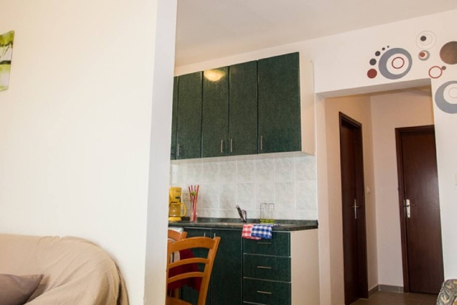 View from the living area of ​​an apartment to the kitchenette in Istria.
