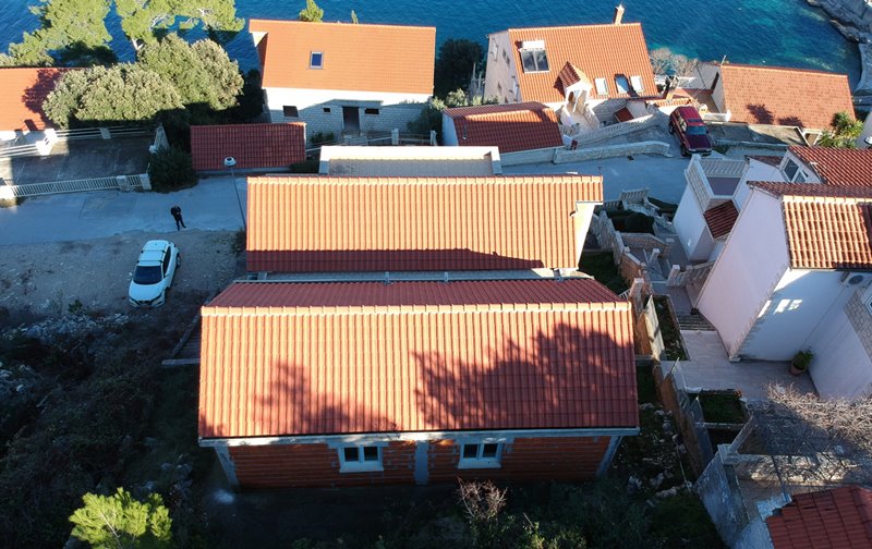 House near the sea in Croatia for sale - aerial view of property H1657 in Croatia.