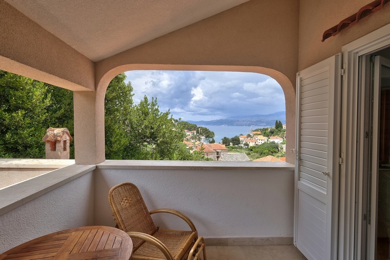 Sea view from the upper floor of villa H1905, Brac island, Croatia.