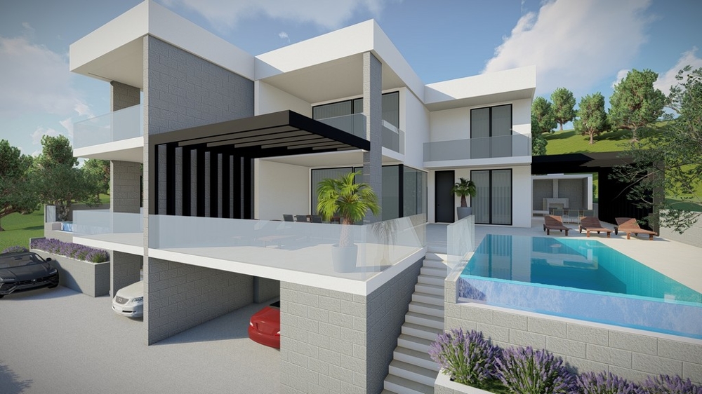 Buy a new semi-detached house with pool in Croatia - Panorama Scouting H3037.
