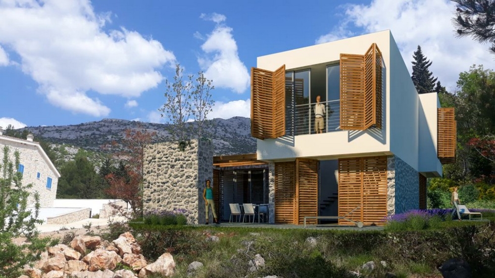 A concept drawing of a family home on the property in Starigrad-Paklenica.